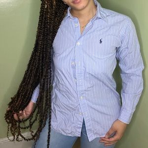 Blue Striped Ralph Lauren Polo Button Down
